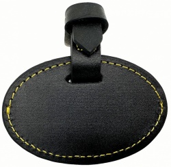 Exclusive Chunky Leather Badge Holder (Black/Yellow Stitching)